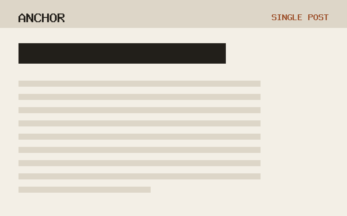 The Anchor theme, single post template