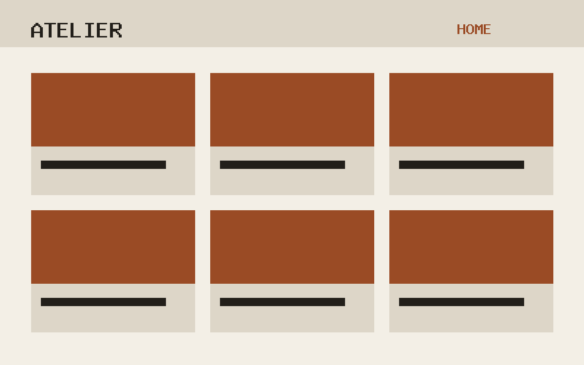 The Atelier theme, home template
