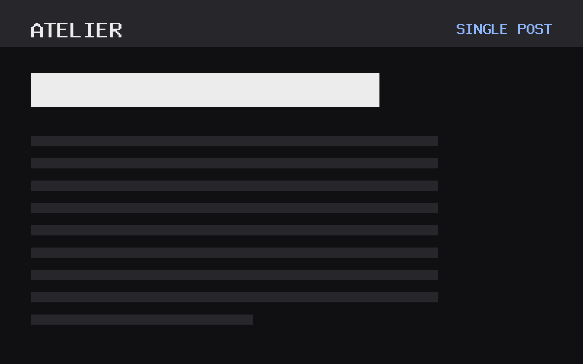 The Atelier theme, single post template