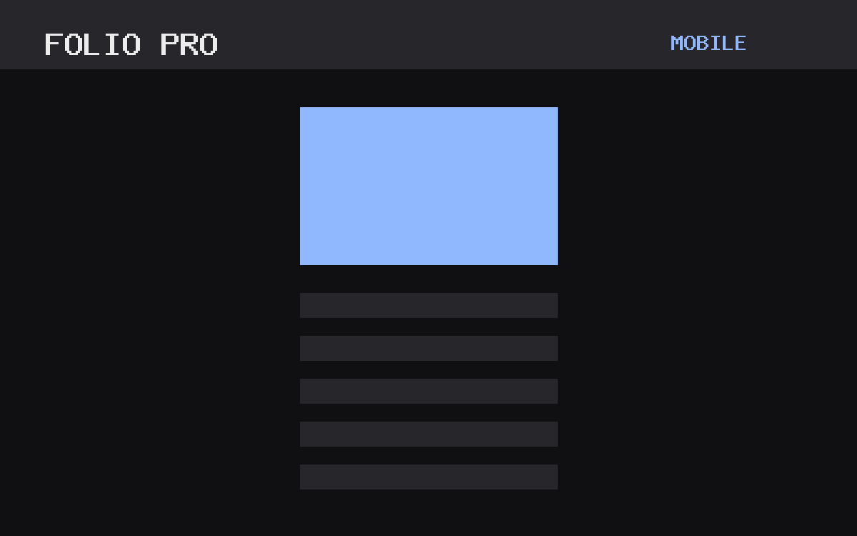 The Folio Pro theme, mobile template