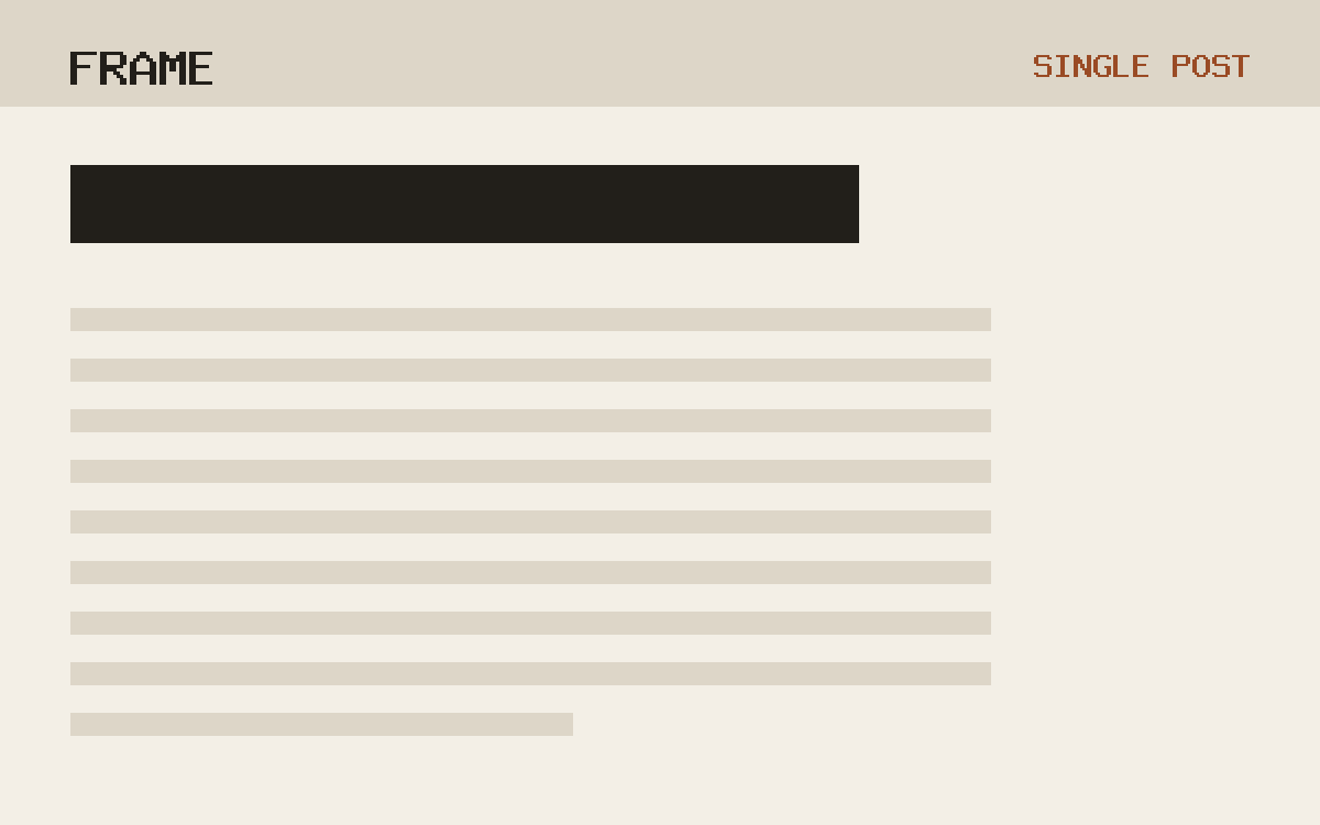 The Frame theme, single post template