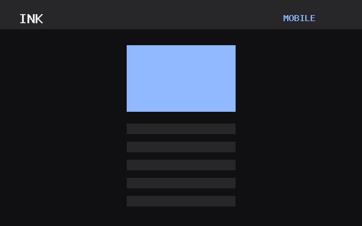 The Ink theme, mobile template