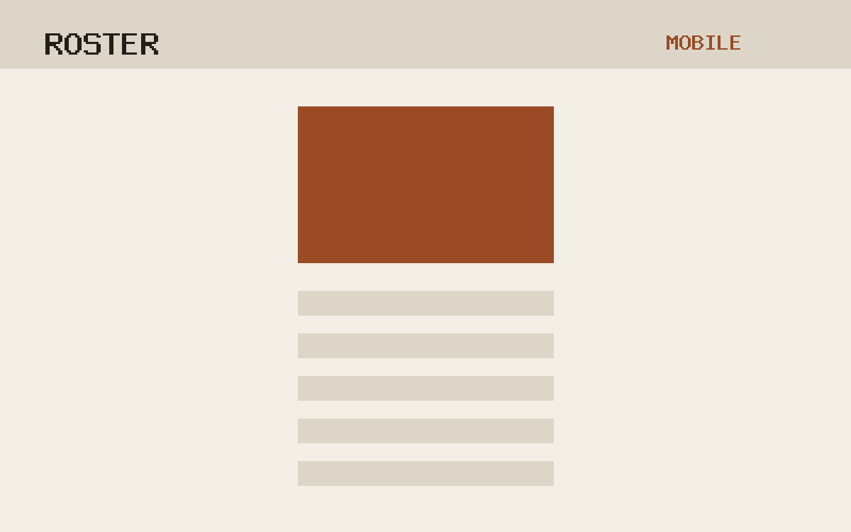 The Roster theme, mobile template