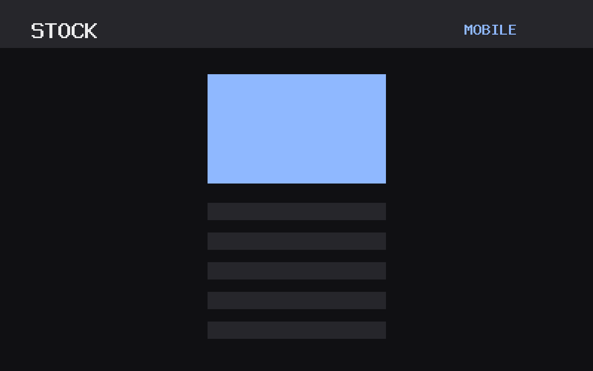 The Stock theme, mobile template